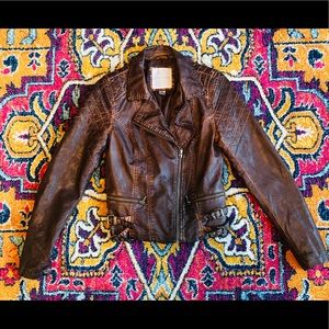 Brown leather jacket
